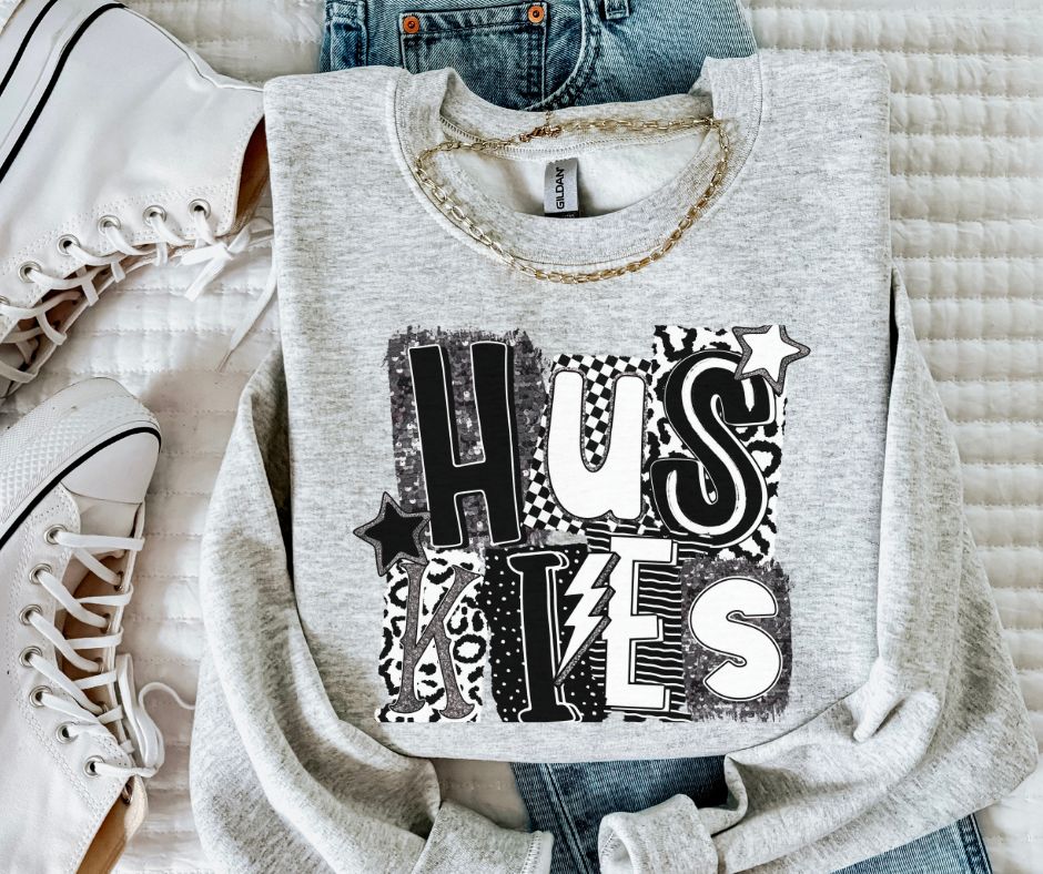 Huskies (BW Collage Mascot) - DTF