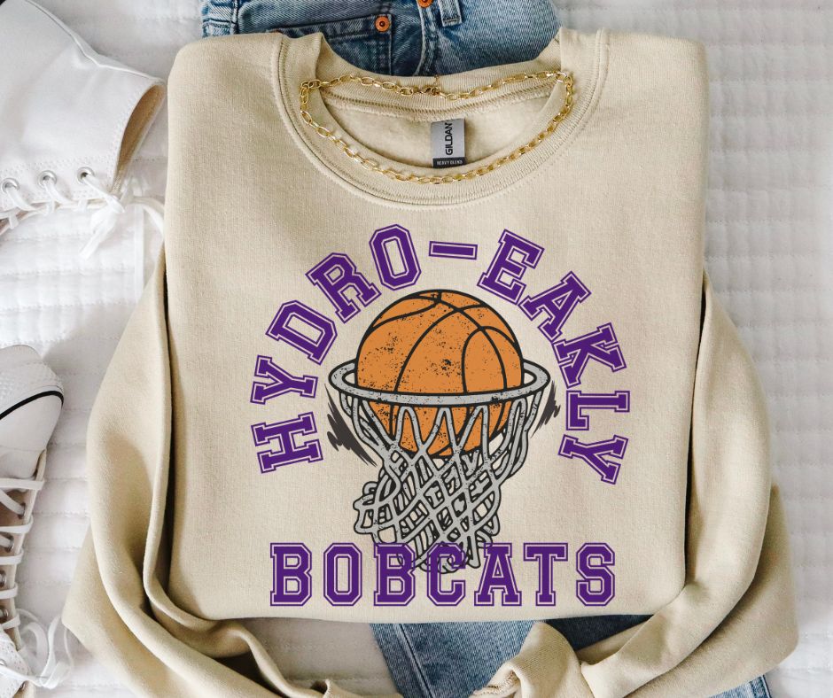 Bobcats - Hydro-Eakly (Basketball Grunge Mascot) - DTF