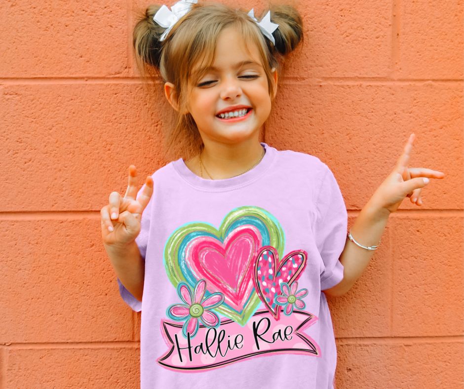 CUSTOM Valentine Heart Name Plate - DTF transfer - NO MOCK UP provided
