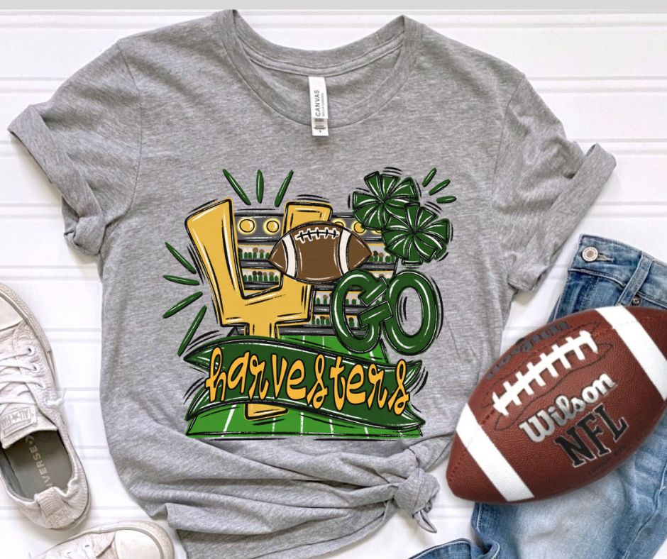 Harvesters - Dark Green/Yellow Gold (Football Stadium Go Mascot) - DTF