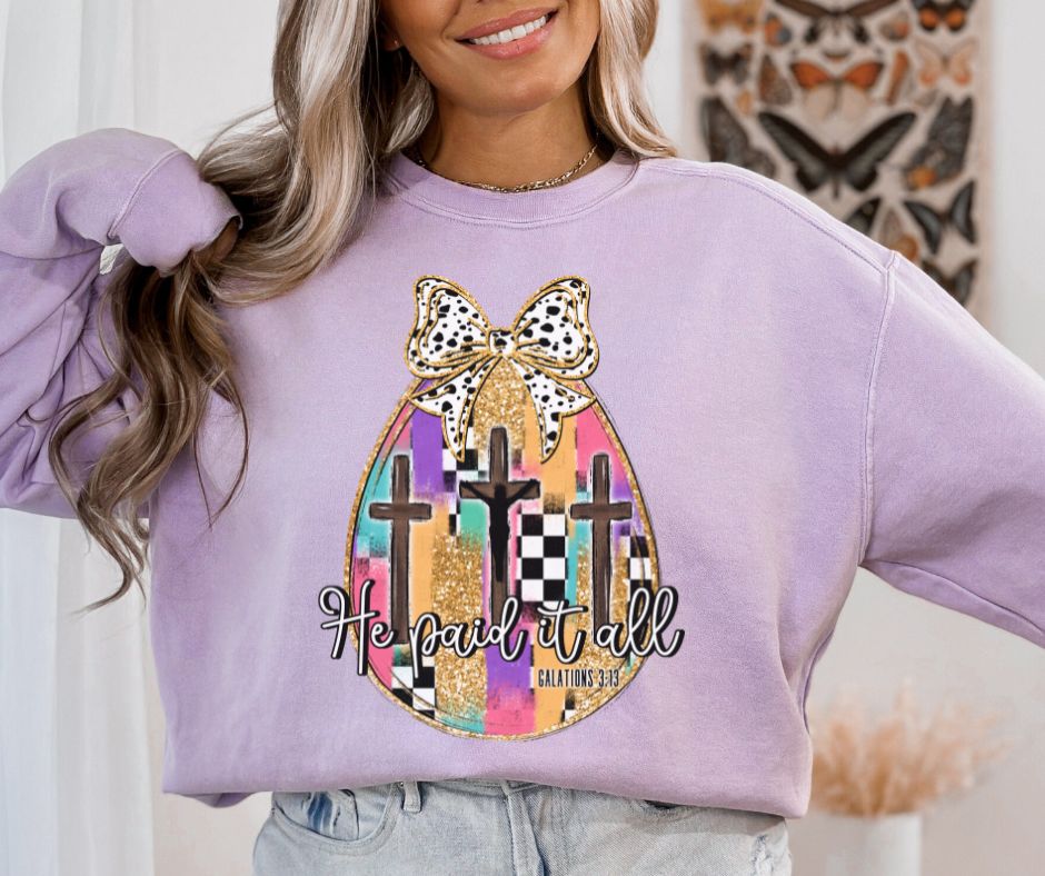 He Paid It All (Easter Egg w/Dalmatian Dot Bow) - DTF