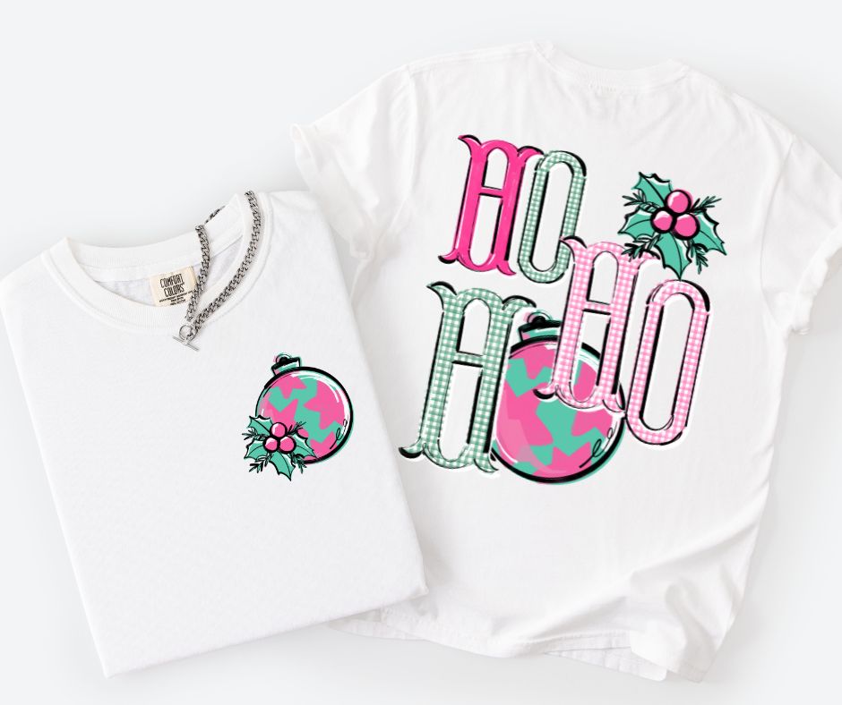 Ho Ho Ho Christmas Ornaments (2-in-1 front/back transfer) - DTF