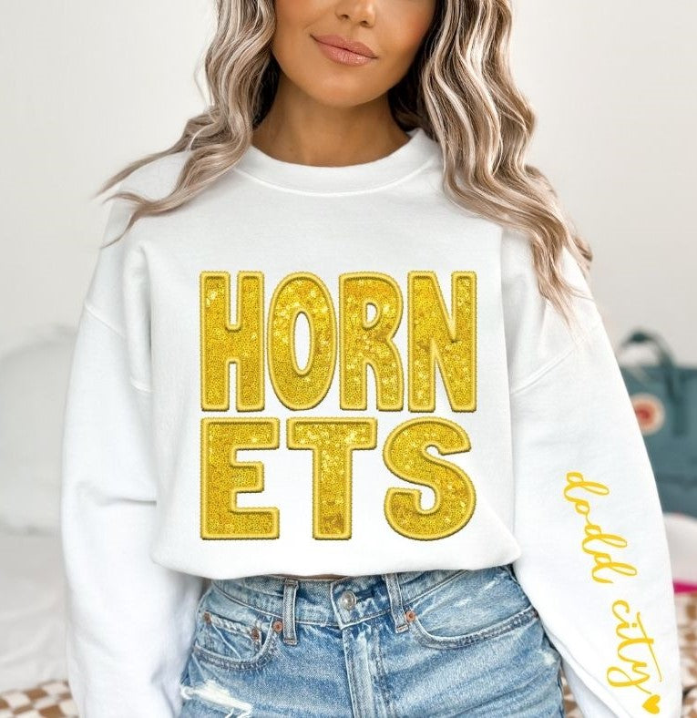 Hornets - Dodd City (Yellow - Sequins/Embroidery look) - DTF