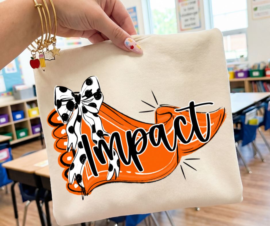 Impact - Orange/Black (Scalloped Pennant Bow Accent Mascot) - DTF