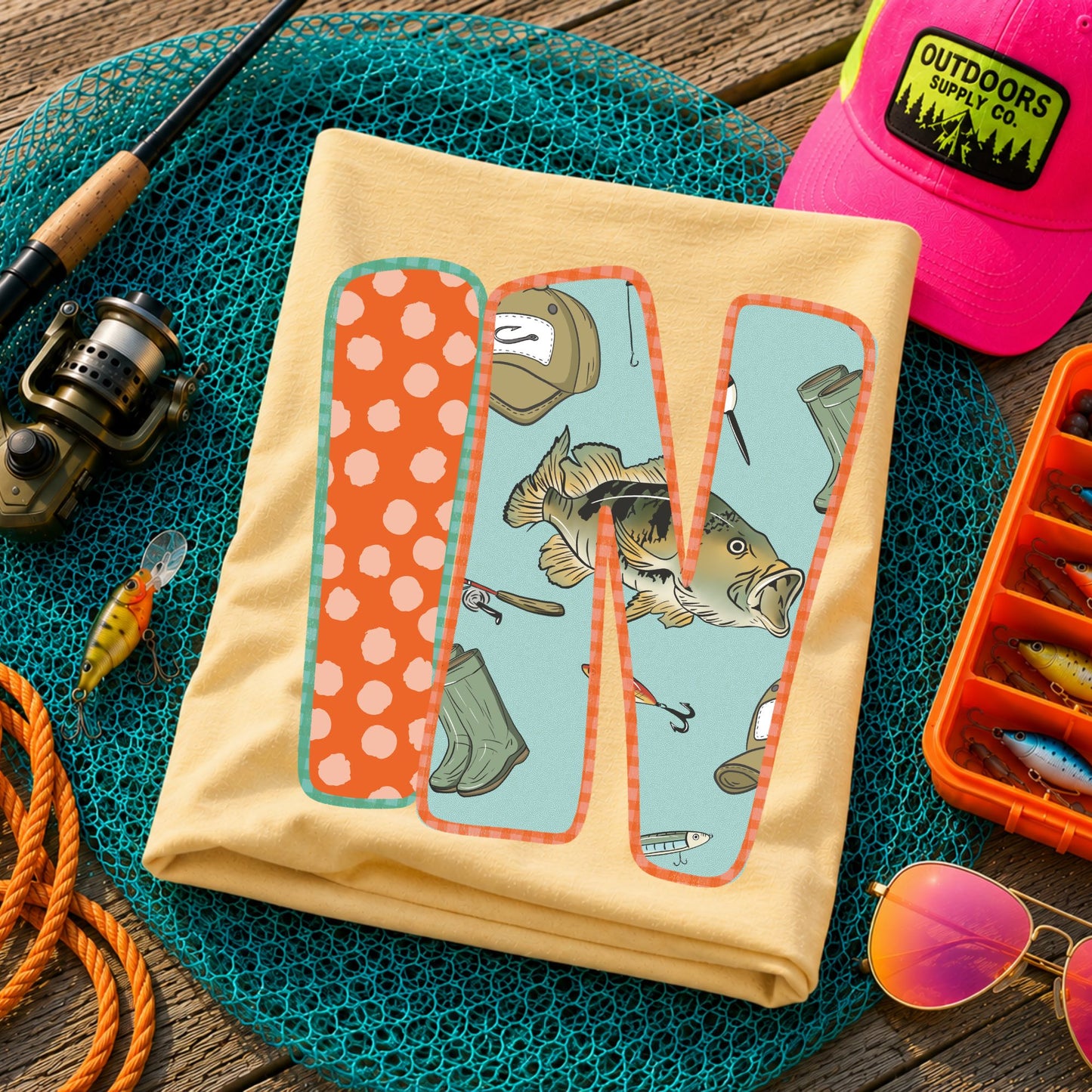 IN (Bass Fishing Polka Dots State Abbreviations) - DTF