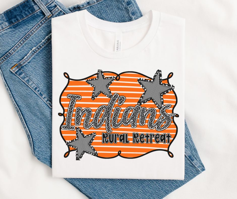 Indians - Rural Retreat Orange/Black (School Spirit Framed Mascot) - DTF