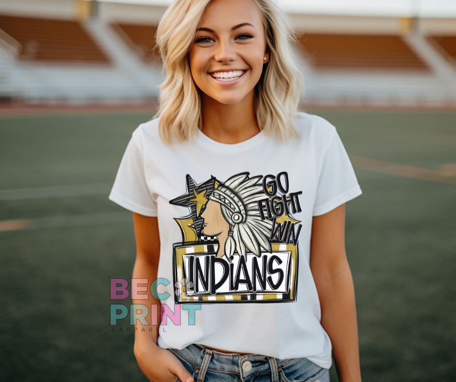 Indians - Vegas Gold (Go Fight Win Star Mascot) - DTF