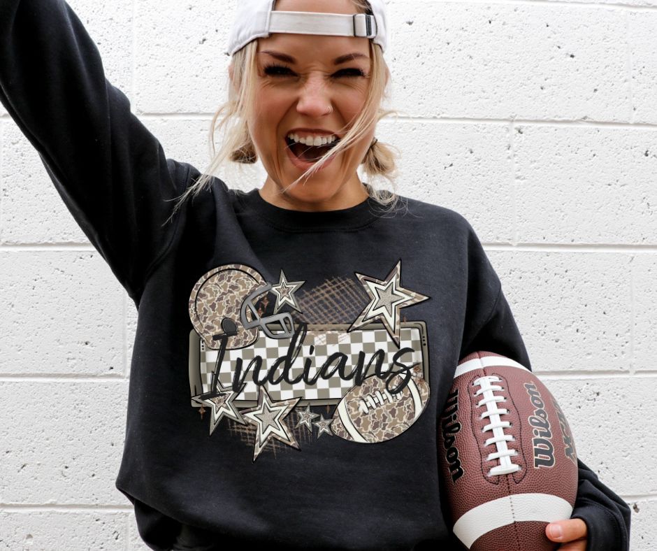 Indians (Camo Football Name Plate Mascot) - DTF