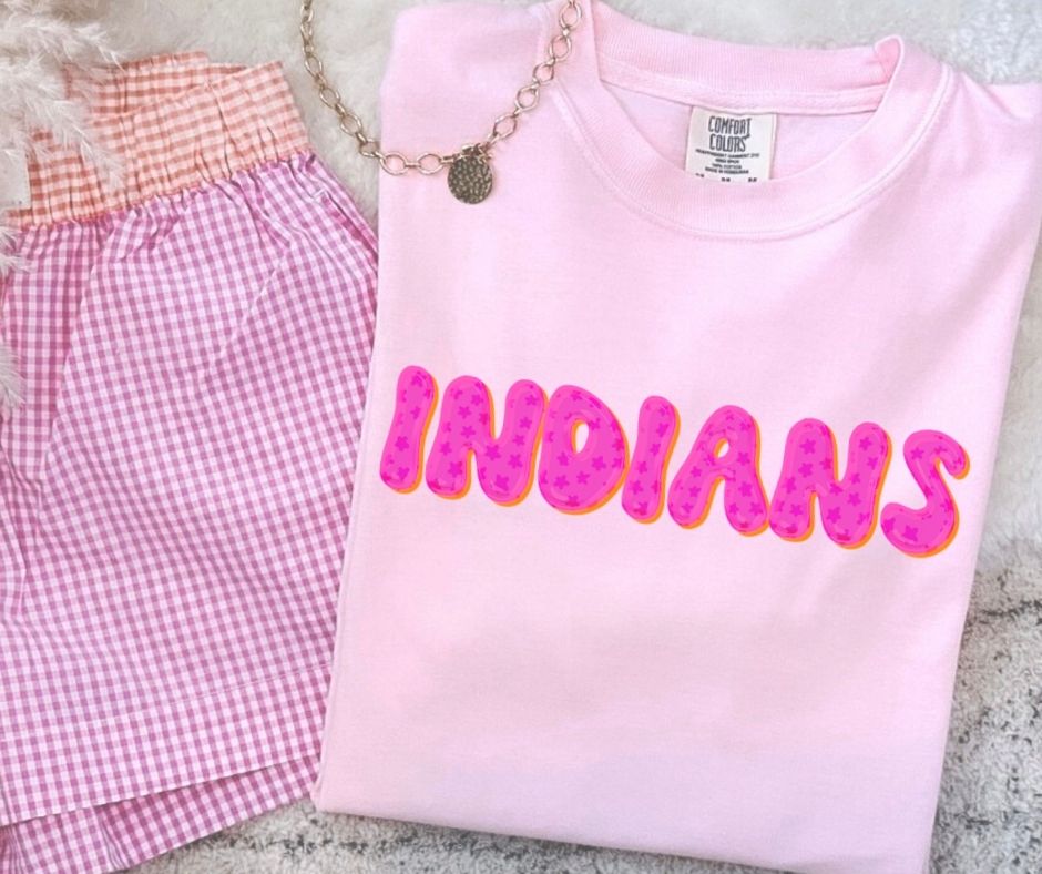 Indians (Pink Bubble Stars Mascot) - DTF