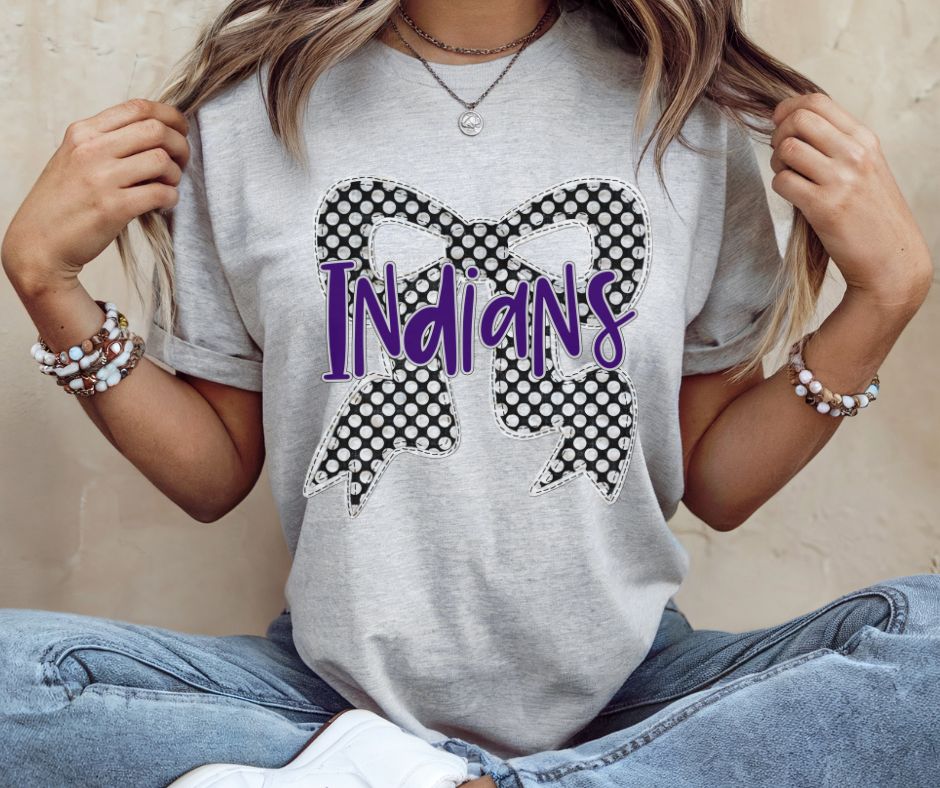 Indians - Purple (Quilted Bow Mascot) - DTF