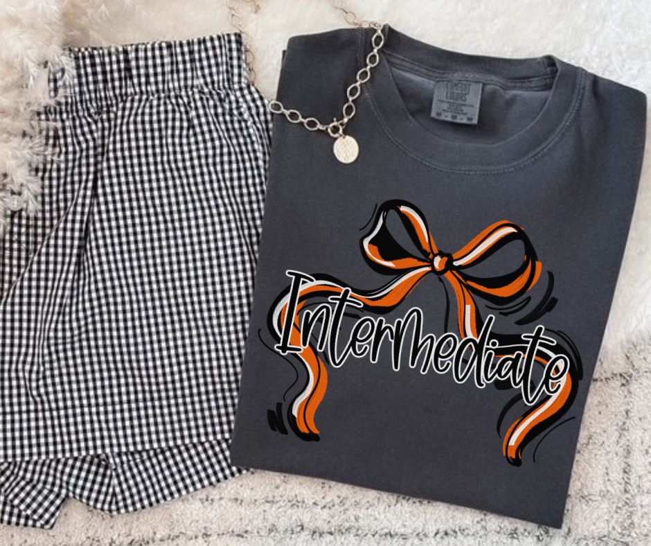 Intermediate - Orange/Black (Ribbon Sports Bow School Spirit) - DTF