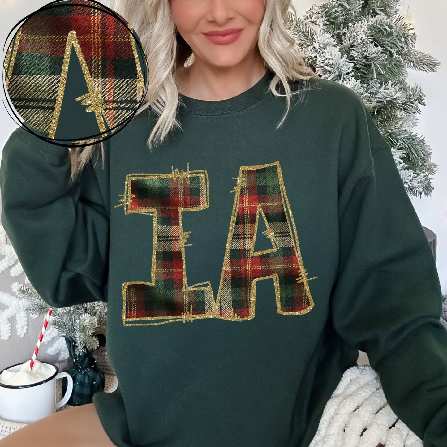IA (Glitter & Plaid State Abbreviation) - DTF