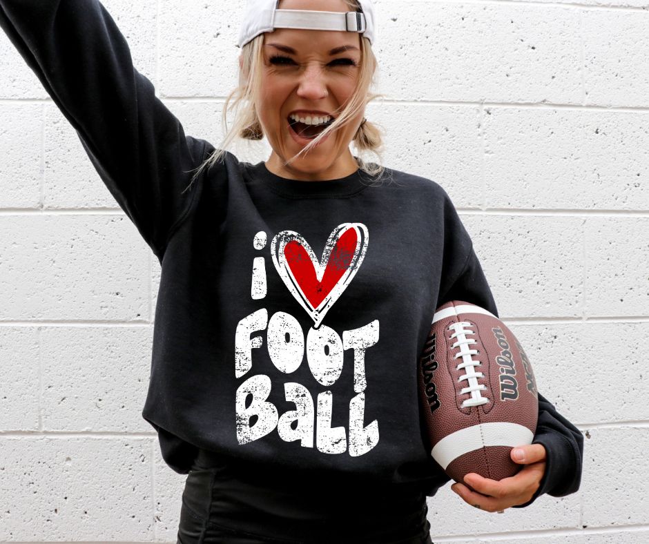 I Heart Football (white) - DTF