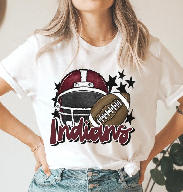 Indians Mascot (stars - maroon helmet) - DTF