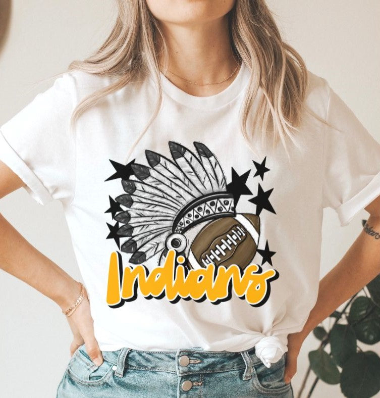 Indians Mascot (stars - yellow gold and black) - DTF