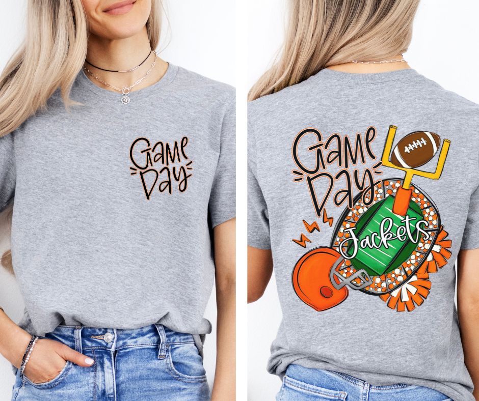 Jackets - Orange (Game Day Football Field Mascot 2-in-1 front/back design) - DTF