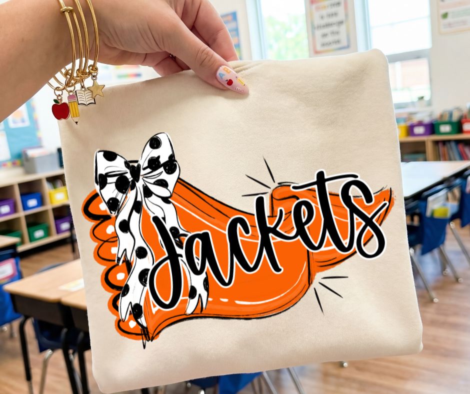 Jackets - Orange/Black (Scalloped Pennant Bow Accent Mascot) - DTF