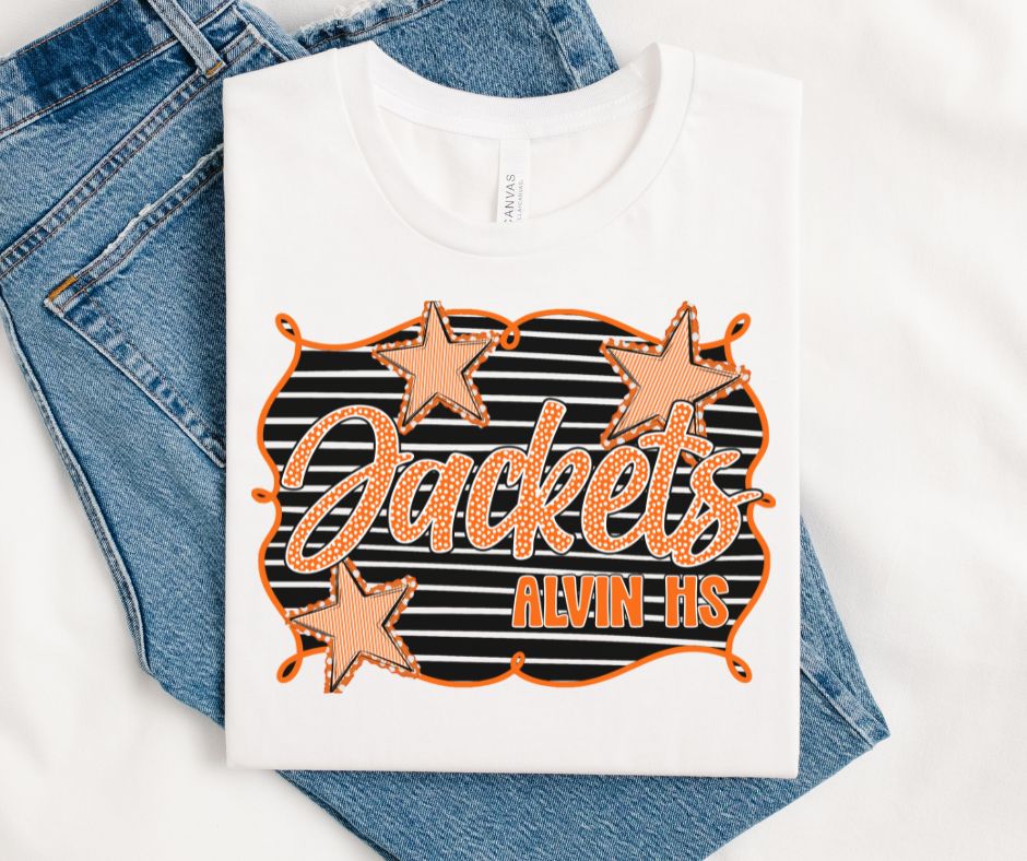 Jackets - Alvin HS Orange/Black (School Spirit Framed Mascot) - DTF