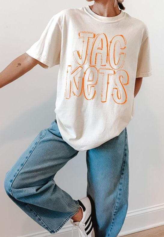 Jackets - Orange Outline (Spaced Out School Spirit) - DTF