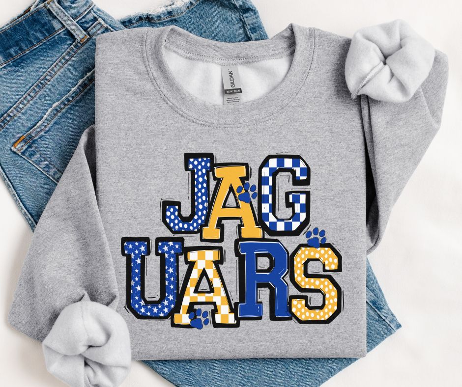 Jaguars - Royal Blue/Yellow Gold Mix Paw (So Sporty Mascot) - DTF