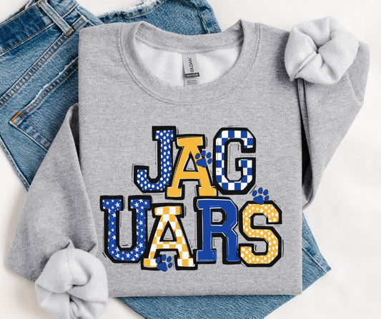 Jaguars - Royal Blue/Yellow Gold Mix Paw (So Sporty Mascot) - DTF