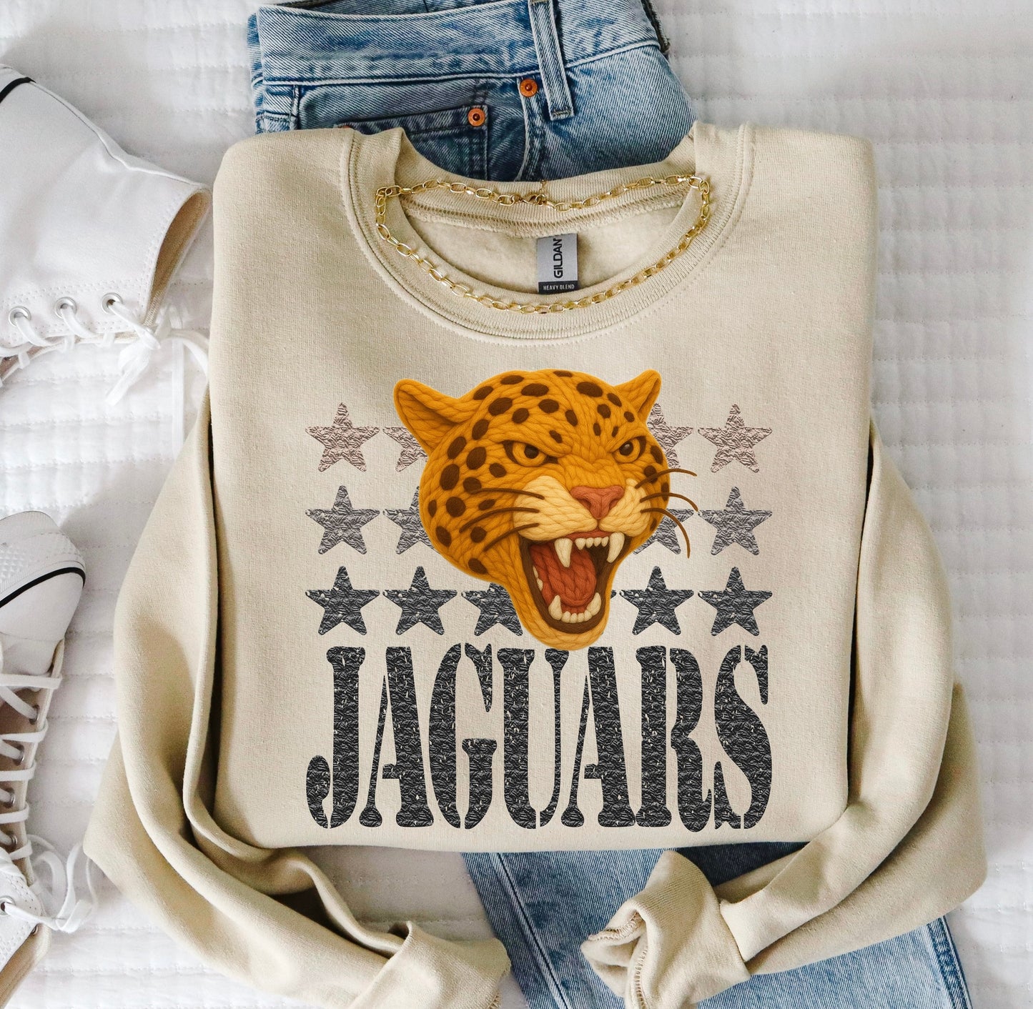 Jaguars (Faux Yarn and Stars Mascot) - DTF