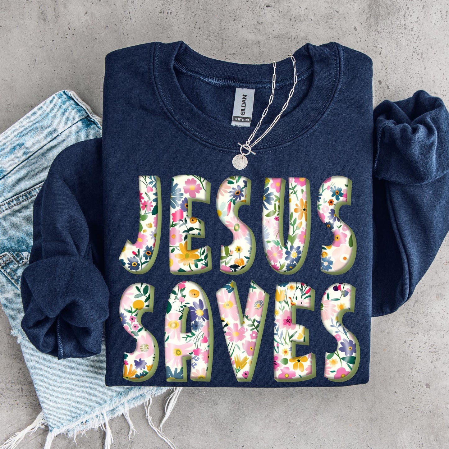 Jesus Saves Floral - DTF
