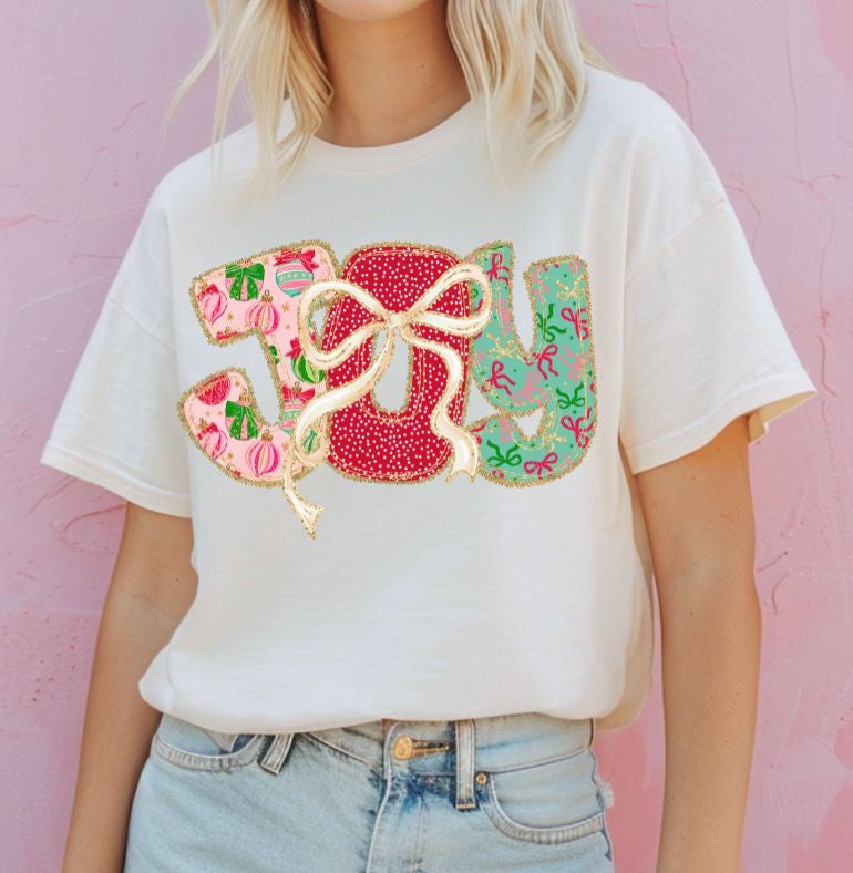 Joy (Christmas Bow Lace) - DTF