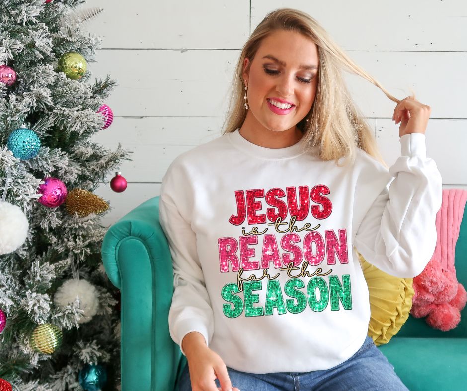 Jesus is the Reason for the Season (sequin look) - DTF