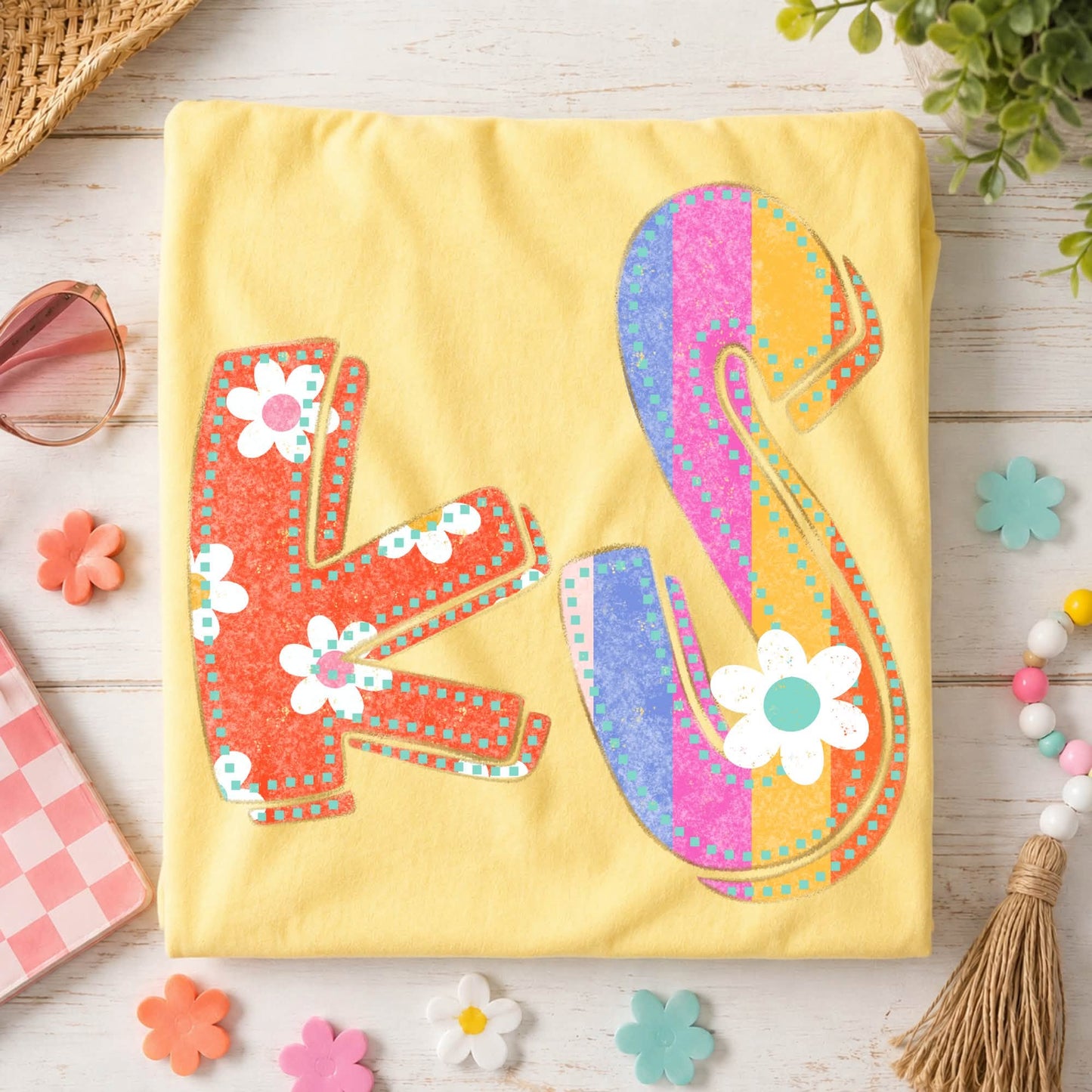 Kansas (Flower Power Distressed Doodle State) - DTF