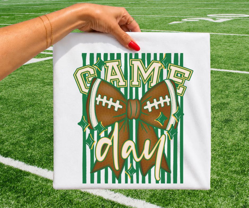 Game Day Football Stripes - Kelly Green/Yellow Gold - DTF