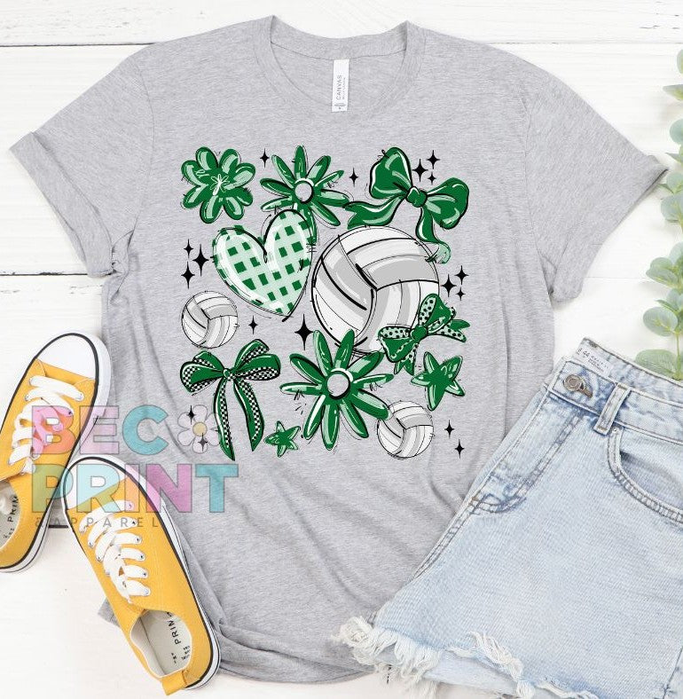 Play Ball Collage - Kelly Green (Volleyball) - DTF