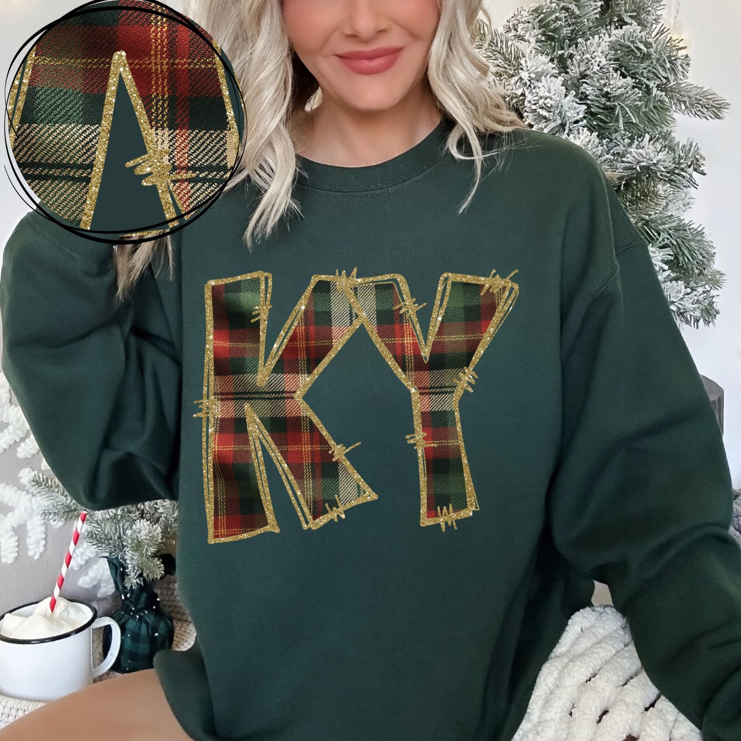 KY (Glitter & Plaid State Abbreviation) - DTF