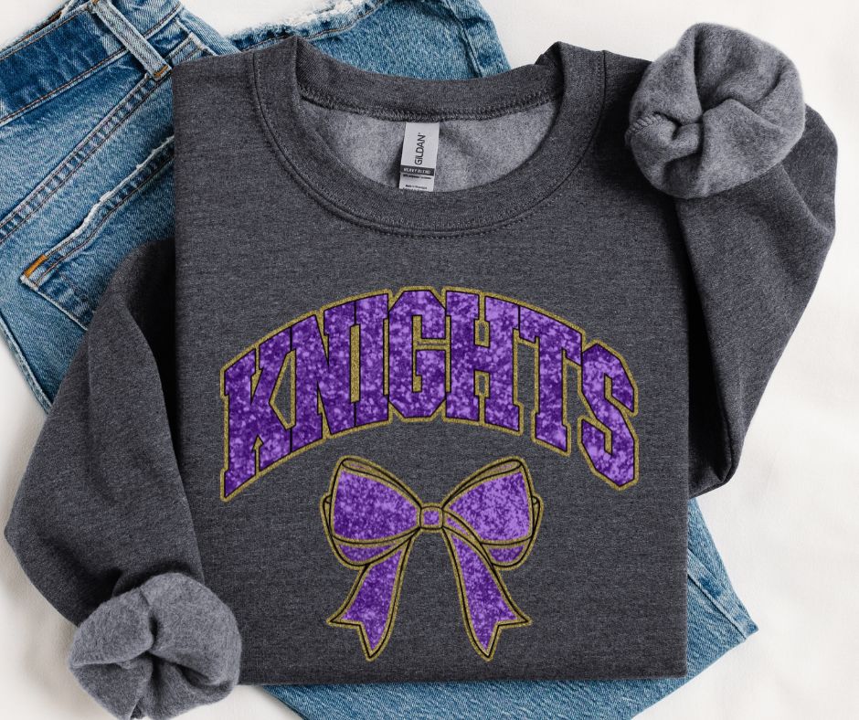 Knights - Purple/Gold (Collegiate Glitter Bow) - DTF