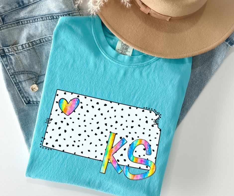 KS (Dotted Watercolor State Abbrev.) - DTF