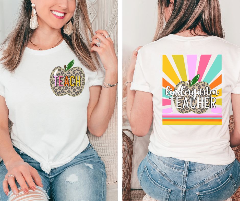 Kindergarten Teacher (leopard apple) - 2-in-1 - DTF