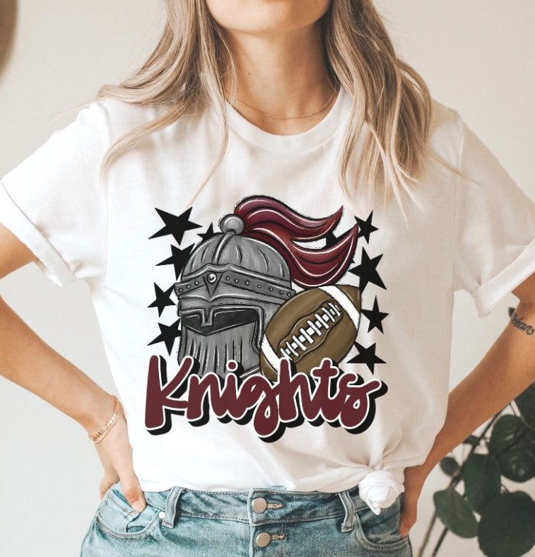 Knights Mascot (stars - maroon) - DTF