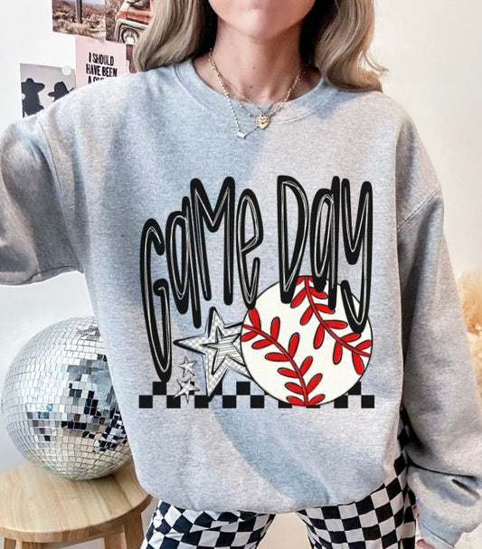 Game Day Stars (Baseball - Light Grey) - DTF