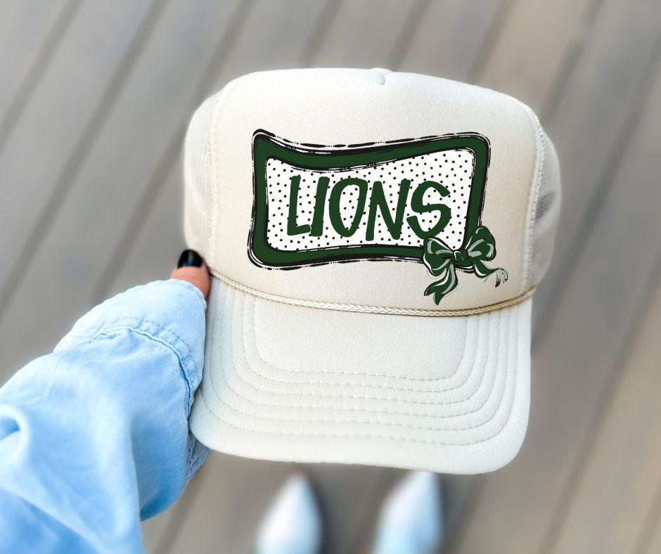 Lions - Dark Green Bow (Hat Patch Play Ball Mascot) - DTF