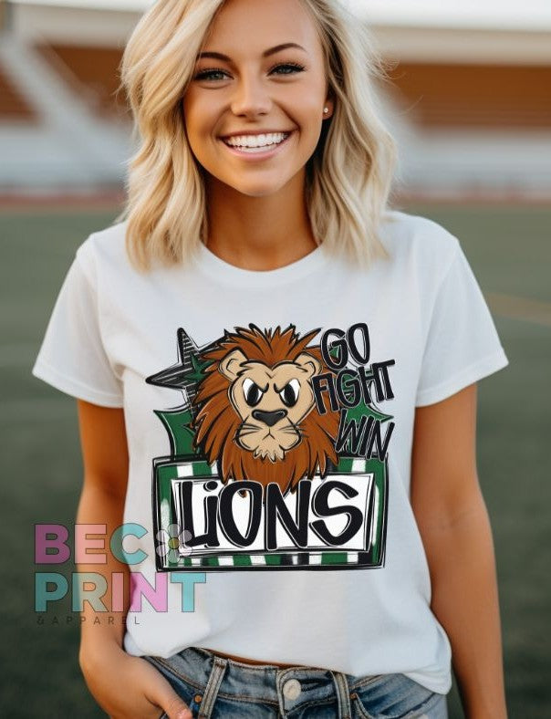 Lions - Dark Green (Go Fight Win Star Mascot) - DTF