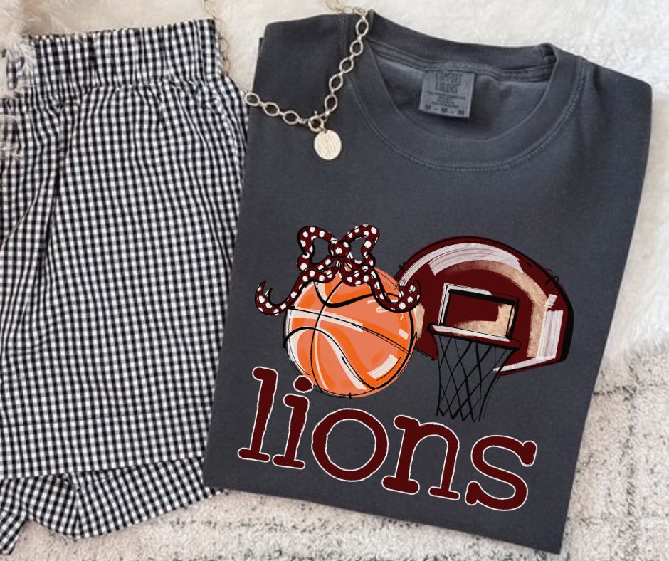 Lions - Maroon (Basketball Bow Mascot) - DTF