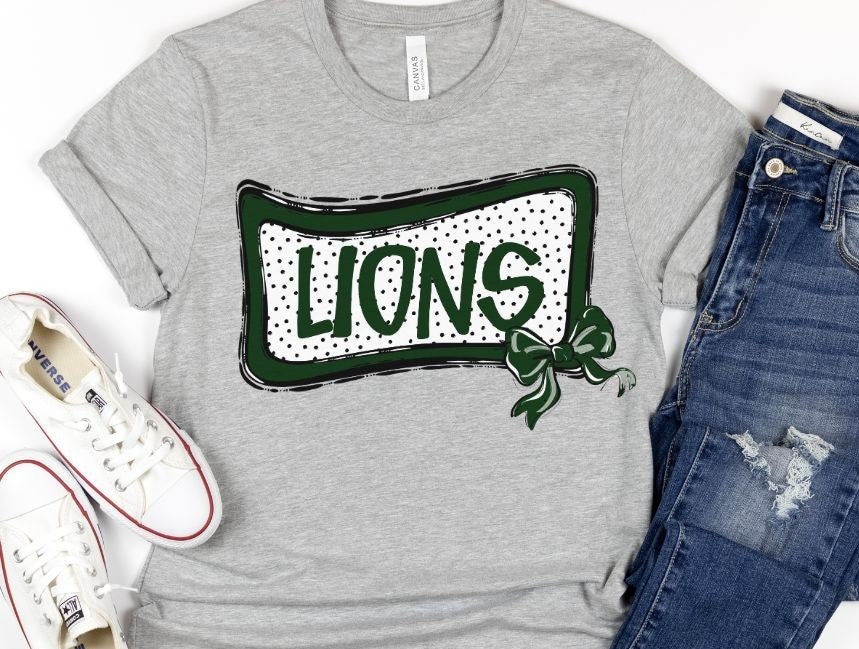 Lions - Dark Green Bow (Hat Patch Play Ball Mascot) - DTF