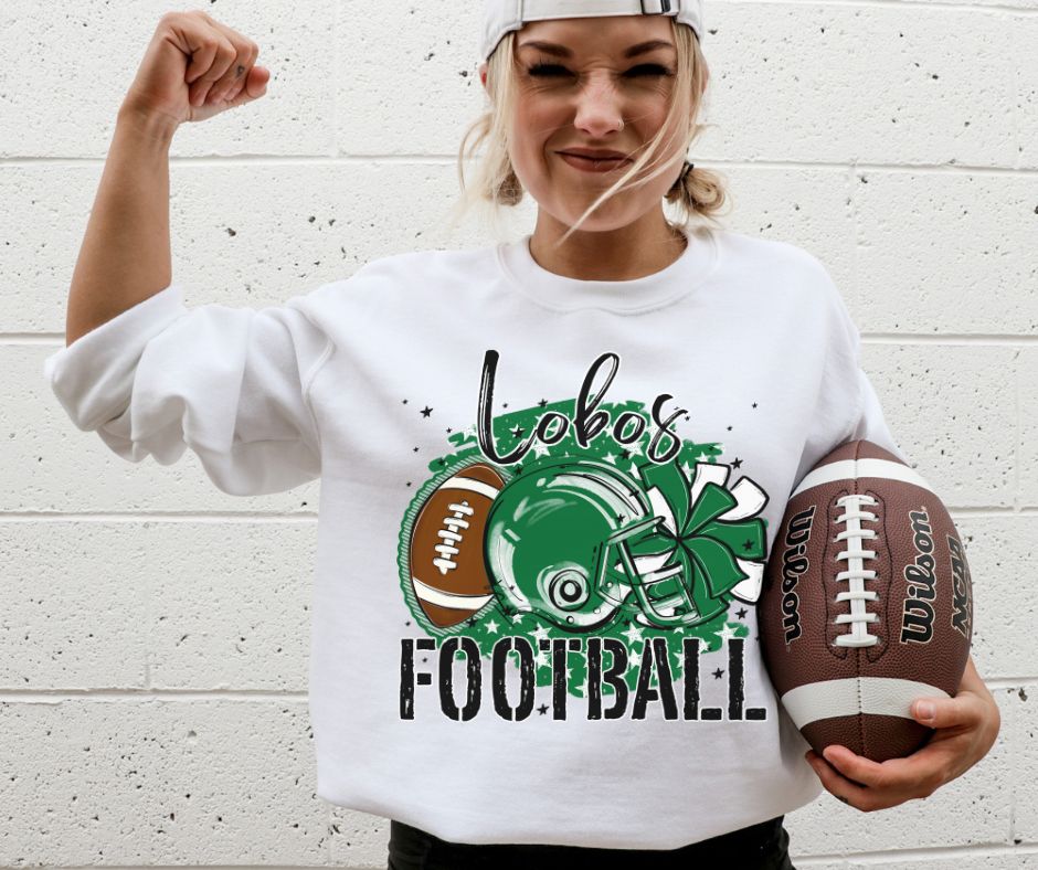 Lobos - Kelly Green (Stars Football Mascots) - DTF