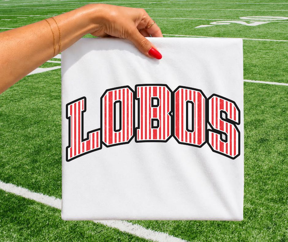 Lobos - Red/Black (Varsity Stripes Mascot) - DTF