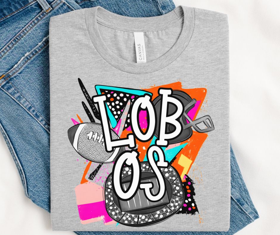 Lobos (Bright Retro Football Mascot) - DTF