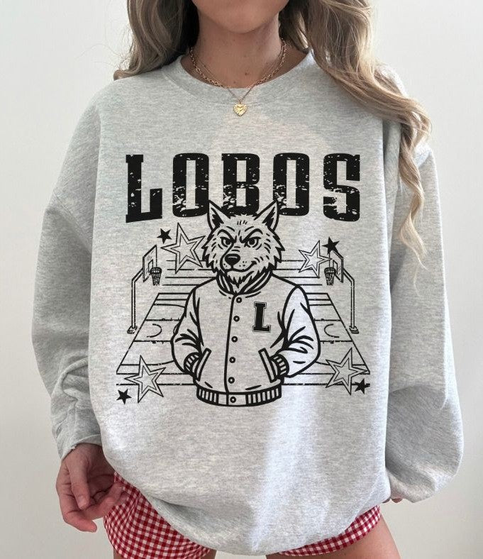 Lobos (Basketball Letterman Mascot) - DTF