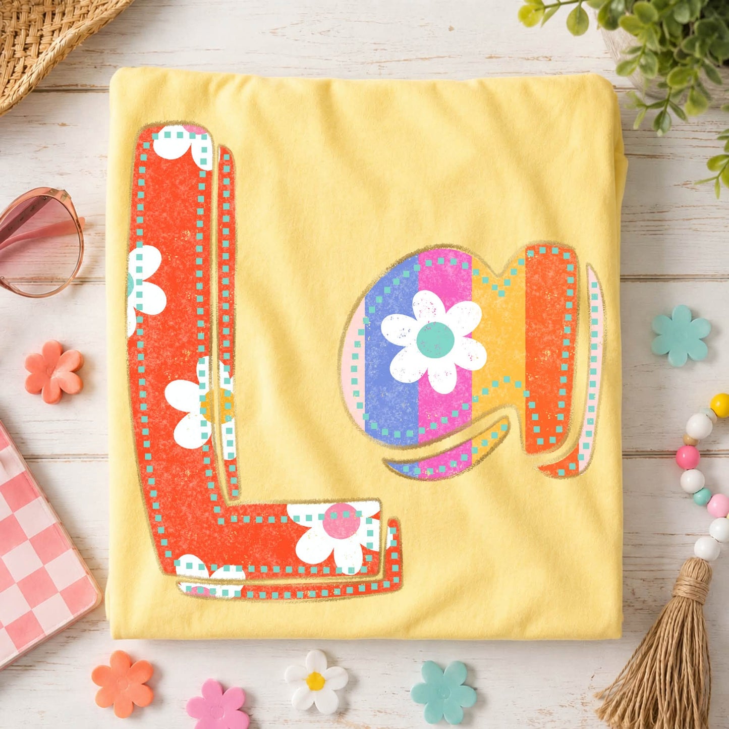 Louisiana (Flower Power Distressed Doodle State) - DTF