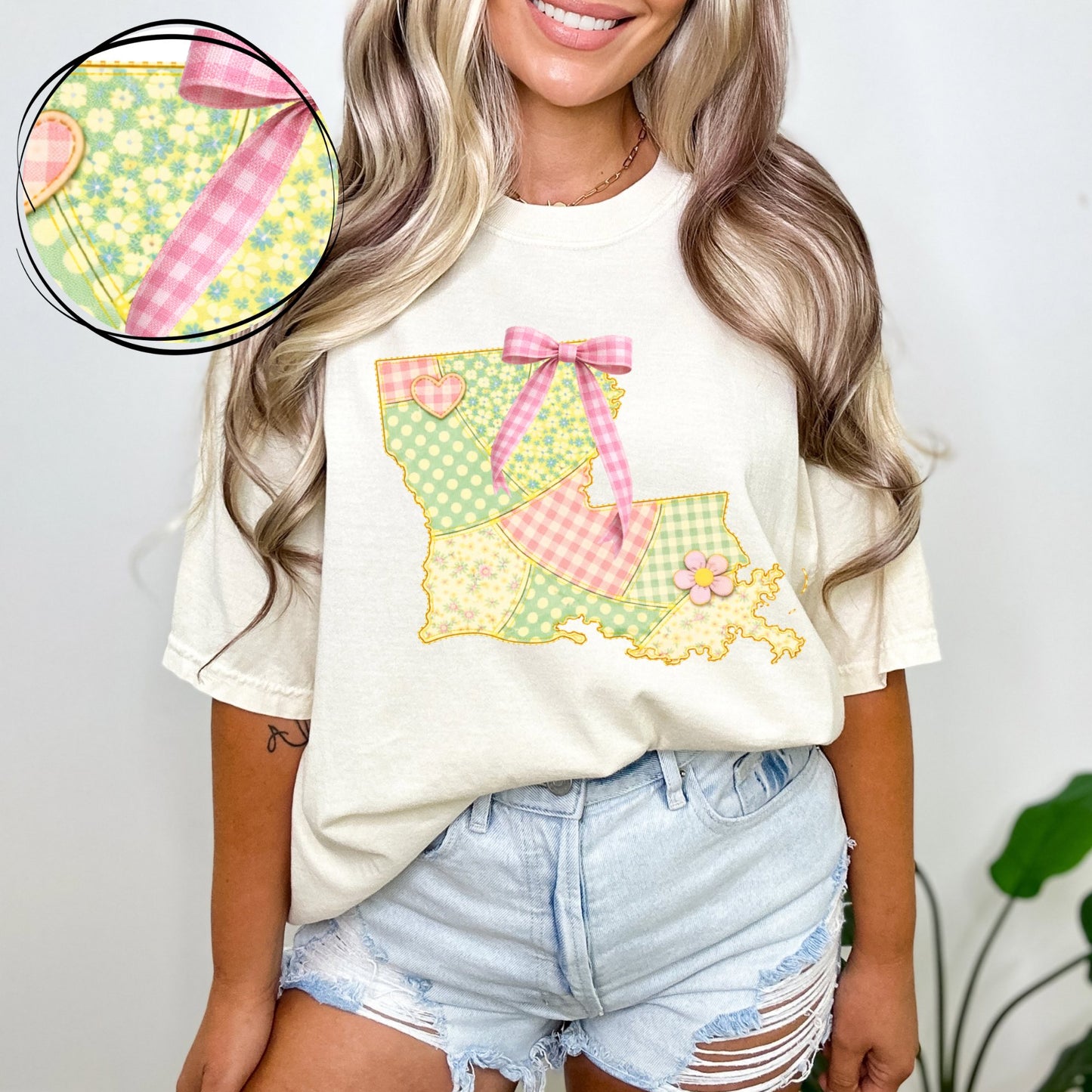 Louisiana (Spring Quilted Faux Patch State) - DTF