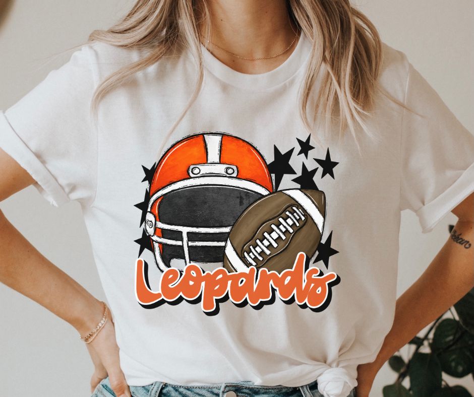 Leopards Mascot (stars - orange helmet) - DTF