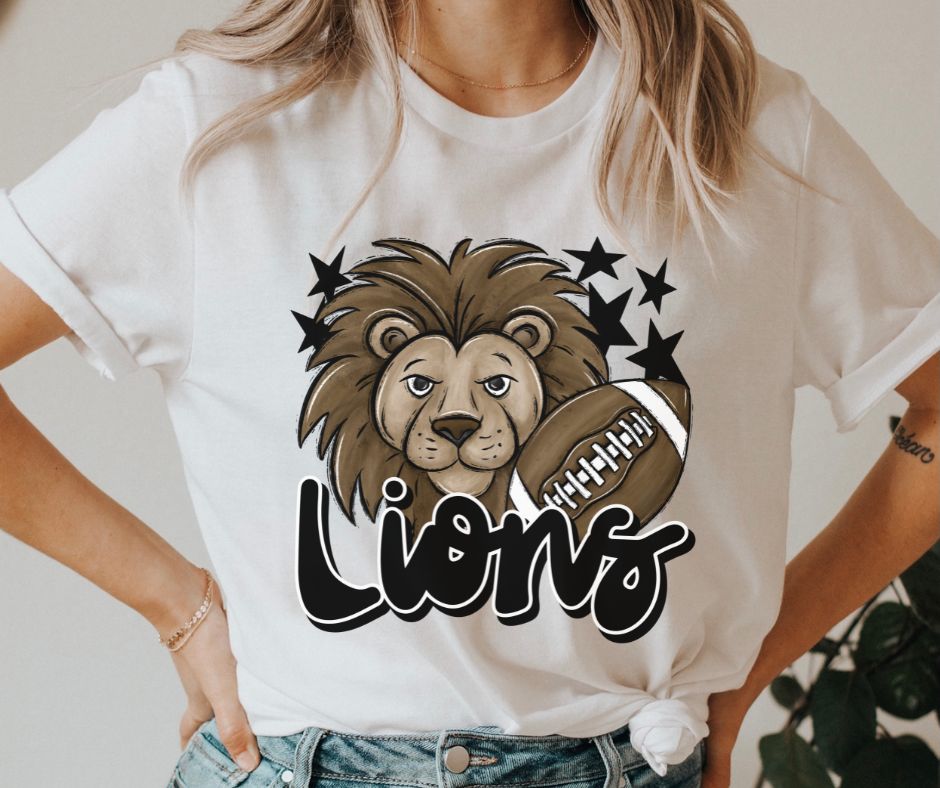 Lions Mascot (stars - black) - DTF